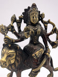 Brass Durga Statue  Seated on Lion 6.5"