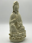 Porcelain Seated Quan Yin Holding Vase 10"