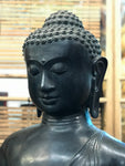 Brass Large Earth Touching Buddha 39" - Routes Gallery