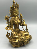 Brass Green Tara Statue 8.5"
