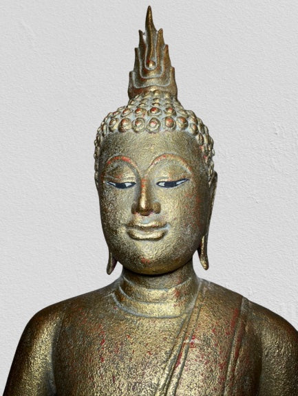 Wood Thai Earth Witness Buddha Statue 40"