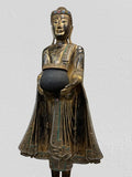Wood Standing Buddha with Offering Bowl 69"