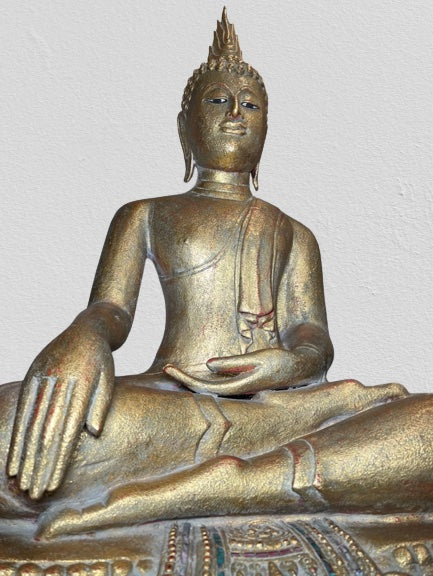 Wood Thai Earth Witness Buddha Statue 40"