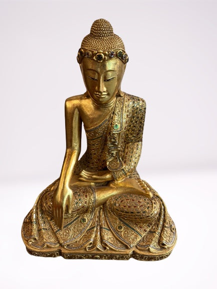 Wood Mandalay Earth Witness Buddha Statue 29"