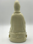 Porcelain Seated Quan Yin Holding Lotus 10"