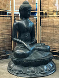Brass Large Earth Touching Buddha 39" - Routes Gallery
