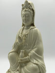 Porcelain Seated Quan Yin Holding Vase 10"