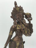 Brass Standing Goddess Tara Statue 12"