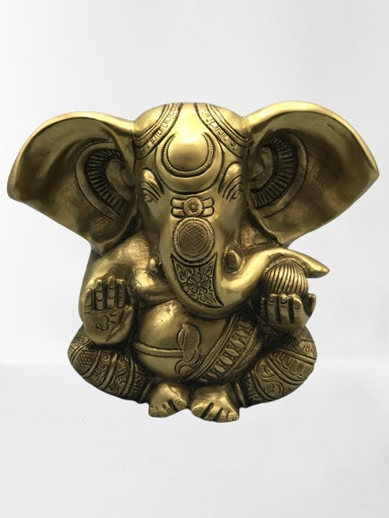 Brass Seated Ganesh Statue 5.5"