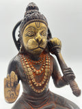 Brass Hanuman Statue Holding Club 7"