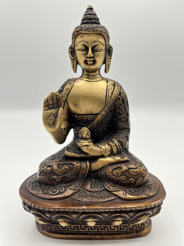 Brass Seated Abhaya Buddha Statue 7"