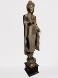 Wood Standing Abhaya Buddha Sculpture 68"