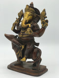 Brass Ganesh Statue seated on Large Rat 10"