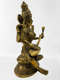 Brass Saraswati Wisdom Goddess Statue 8"