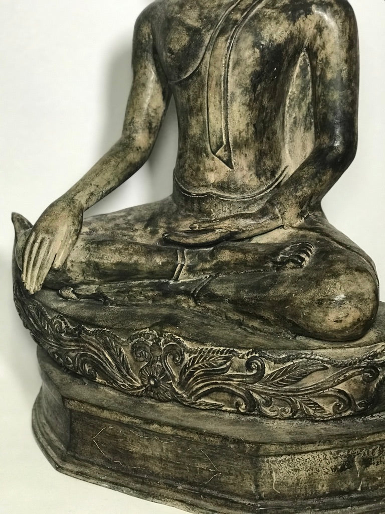 Brass Earth Witness Utong Buddha Statue 30" - Routes Gallery