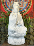 Porcelain Seated Quan Yin Statue 20.5" - Routes Gallery