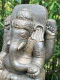 Stone Garden Ganesh Carving Holding Tusk 34" - Routes Gallery
