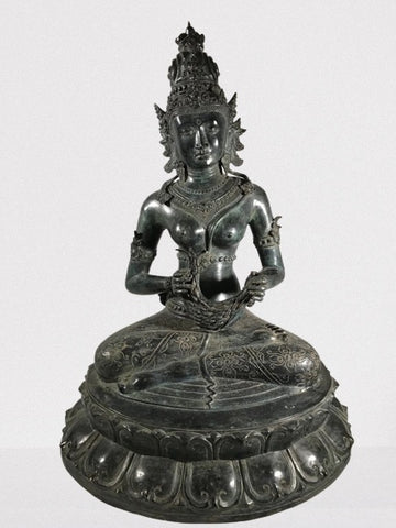 Seated Brass Dewi Sri / Sri Devi Goddess 27" - Routes Gallery