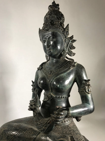 Seated Brass Dewi Sri / Sri Devi Goddess 27" - Routes Gallery