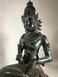 Seated Brass Dewi Sri / Sri Devi Goddess 27" - Routes Gallery