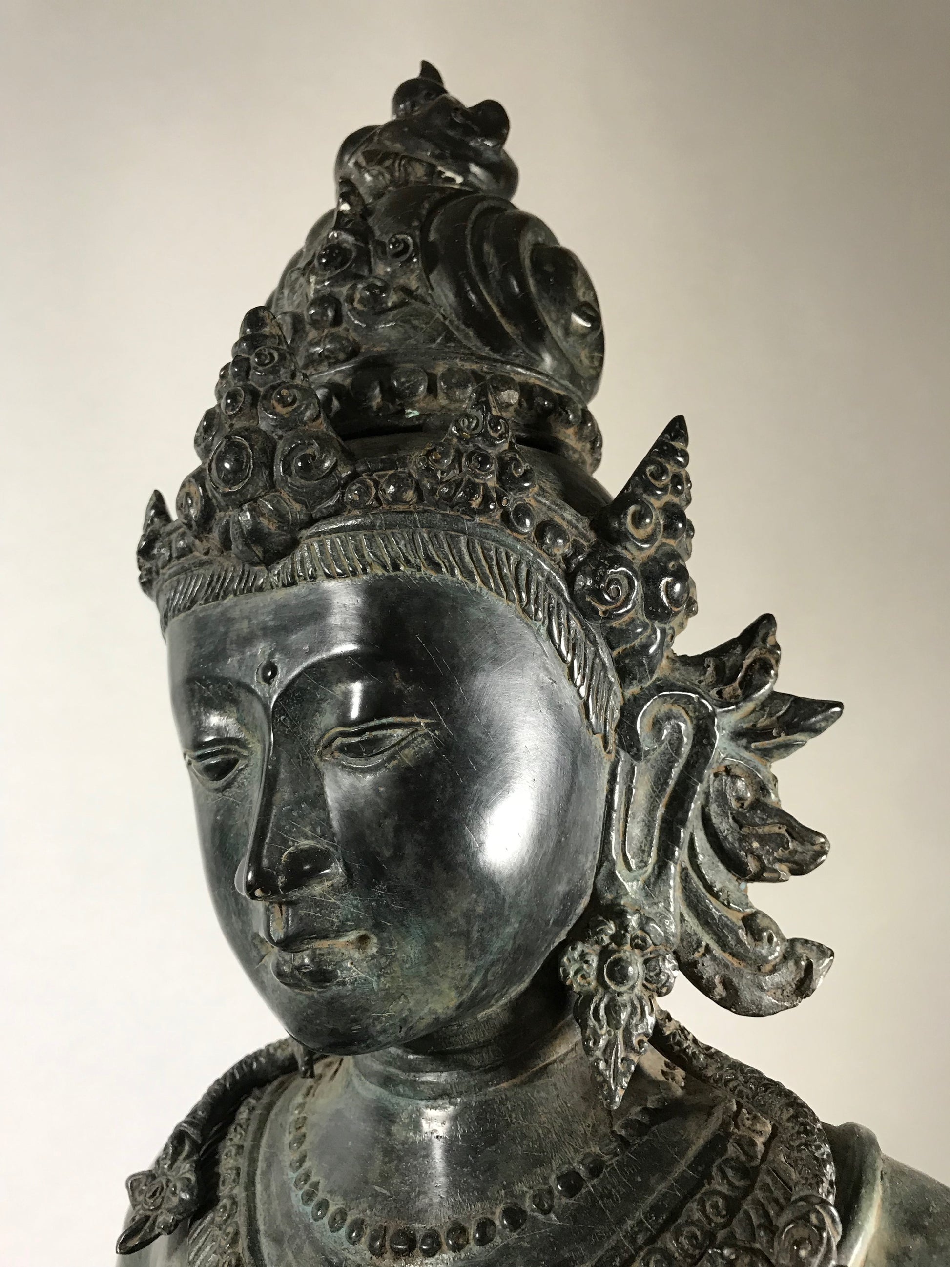 Seated Brass Dewi Sri / Sri Devi Goddess 27" - Routes Gallery
