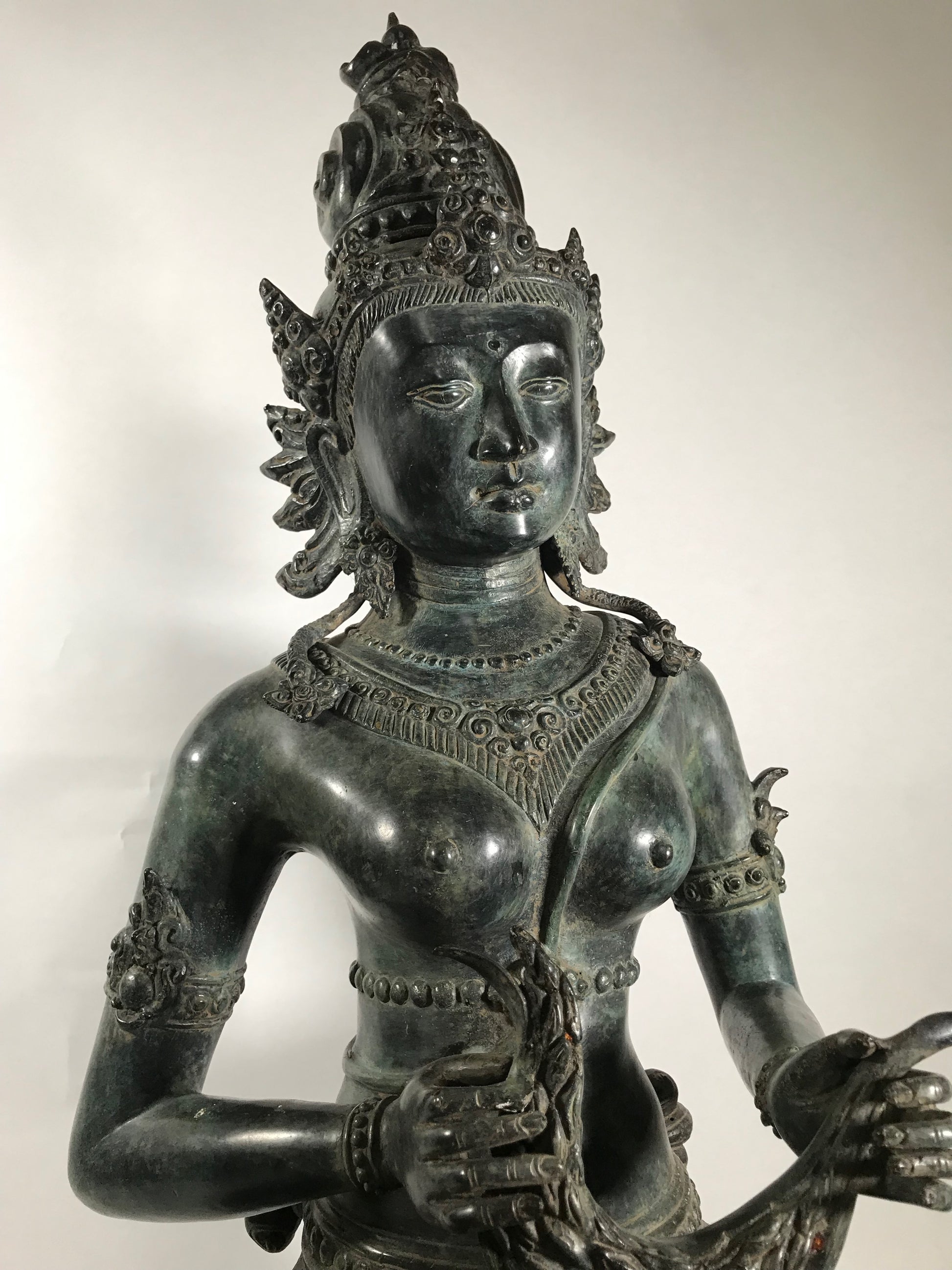 Seated Brass Dewi Sri / Sri Devi Goddess 27" - Routes Gallery