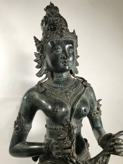 Seated Brass Dewi Sri / Sri Devi Goddess 27" - Routes Gallery