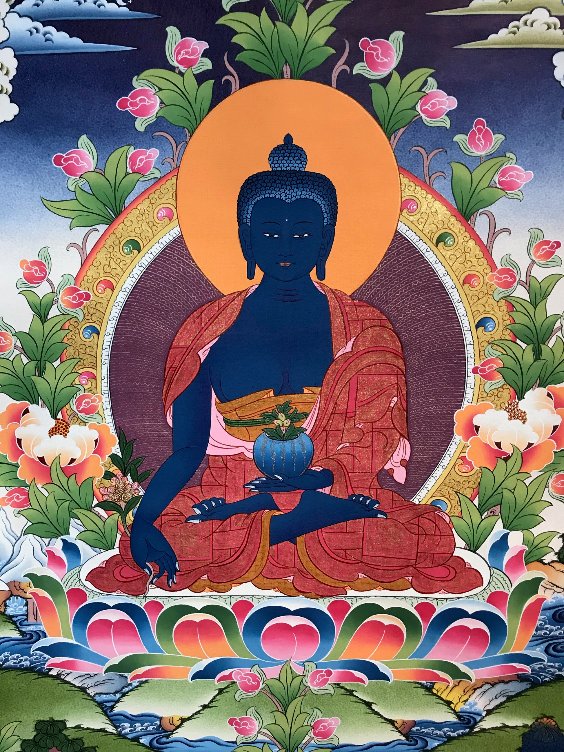 Medicine Buddha Thangka Painting - Routes Gallery