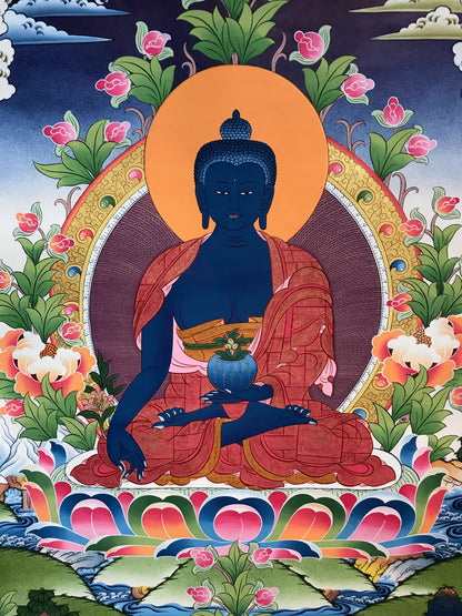 Medicine Buddha Thangka Painting - Routes Gallery