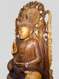 Wood Buddha Sculpture in Vitarka Mudra 45"