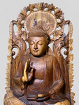 Wood Buddha Sculpture in Vitarka Mudra 45"