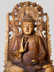 Wood Buddha Sculpture in Vitarka Mudra 45"