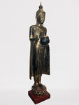 Wood Standing Buddha with Offering Bowl 53"