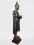 Wood Standing Buddha with Offering Bowl 53"