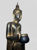 Wood Standing Buddha with Offering Bowl 53"