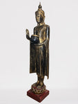 Wood Standing Buddha with Offering Bowl 53"