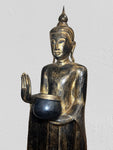 Wood Standing Buddha with Offering Bowl 53"