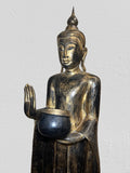 Wood Standing Buddha with Offering Bowl 53"