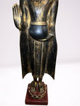 Wood Standing Buddha with Offering Bowl 53"