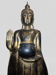 Wood Standing Buddha with Offering Bowl 53"