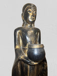 Wood Standing Monk with Offering Bowl 47"