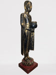 Wood Standing Monk with Offering Bowl 47"