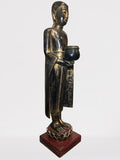 Wood Standing Monk with Offering Bowl 47"