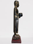 Wood Standing Monk with Offering Bowl 47"