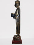 Wood Standing Monk with Offering Bowl 47"