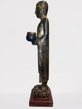 Wood Standing Monk with Offering Bowl 47"