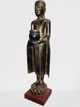 Wood Standing Monk with Offering Bowl 47"