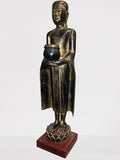 Wood Standing Monk with Offering Bowl 47"