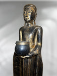 Wood Standing Monk with Offering Bowl 47"