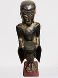 Wood Standing Monk with Offering Bowl 47"